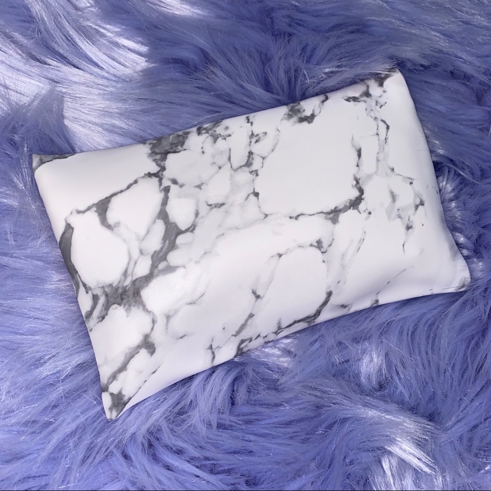 Blush Pink Sleek White Marble Makeup Bag - Picture 2 of 5